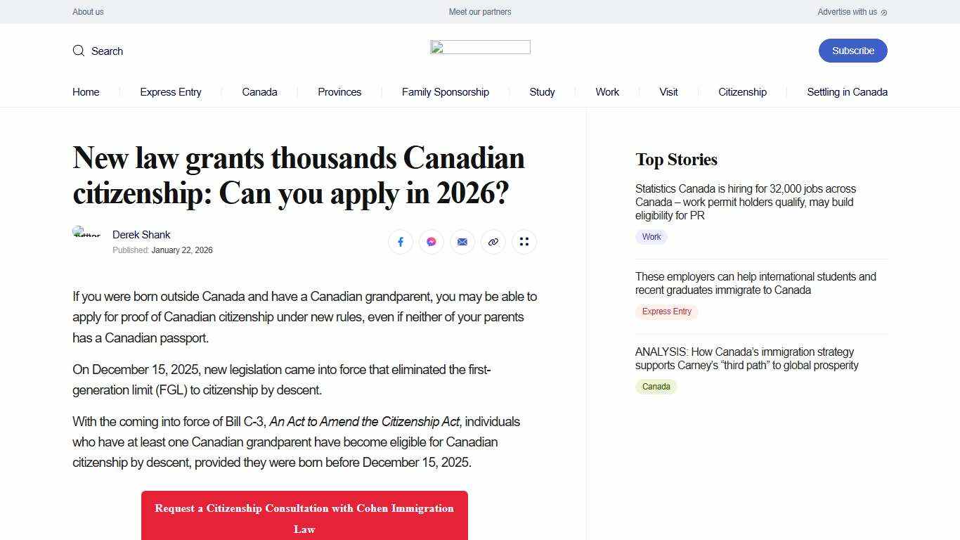 New law grants thousands Canadian citizenship: Can you apply in 2026? CIC News